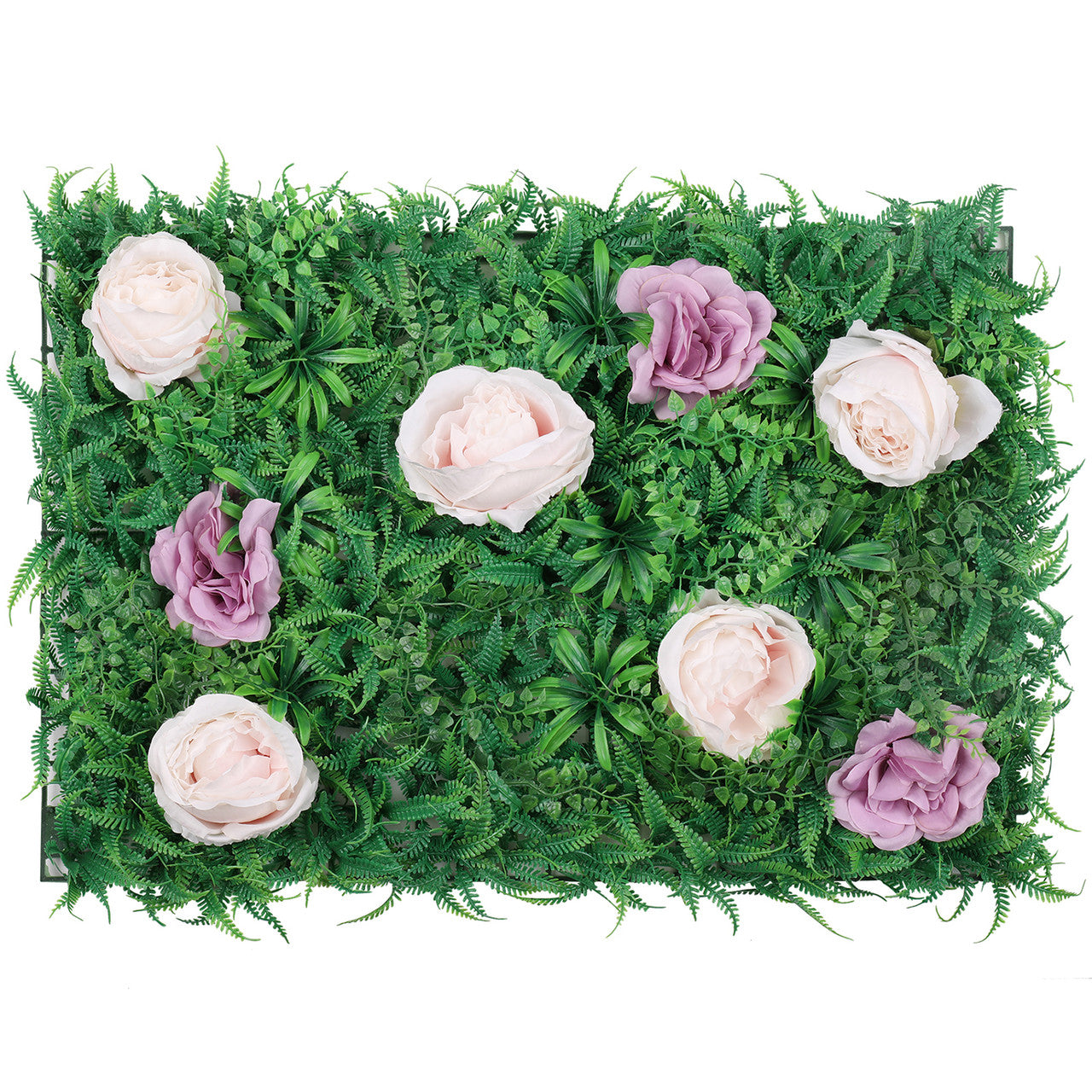 Artificial Flower Panel - Green Grass with Lavender & Titanic Roses