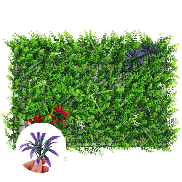 Artificial Flower Panel - Green Grass with Leaf & Flower Design