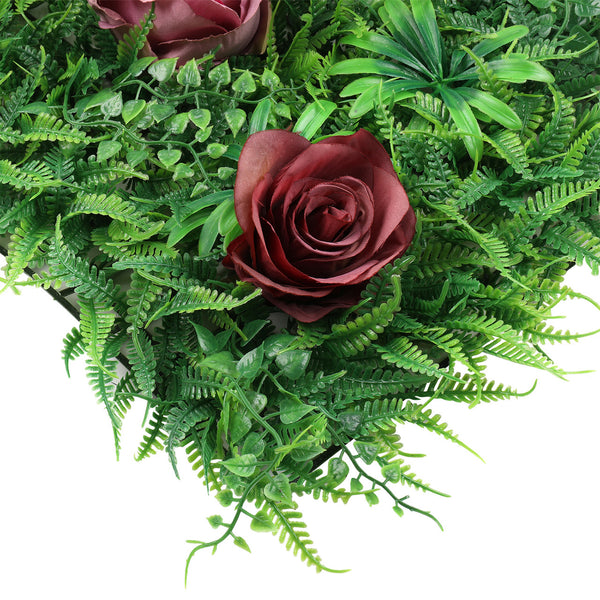 Artificial Flower Panel - Green Grass with Lavender & Purple Roses