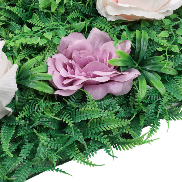 Artificial Flower Panel - Green Grass with Lavender & Titanic Roses