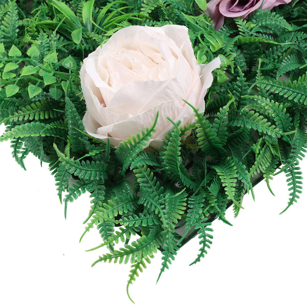 Artificial Flower Panel - Green Grass with Lavender & Titanic Roses