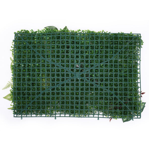 Artificial Green Grass Wall Panel 60cm x 40cm - Green with 4 Flowers