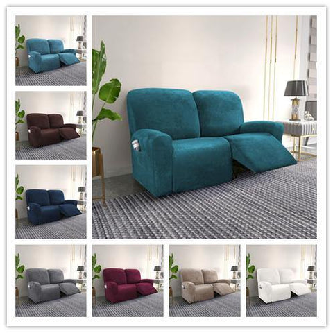 Colorful Velvet Couch Covers Stretch Reclining Couch Covers for 2 Cushion Sofa Slipcovers Furniture Covers Thick Soft Washable - kuogo