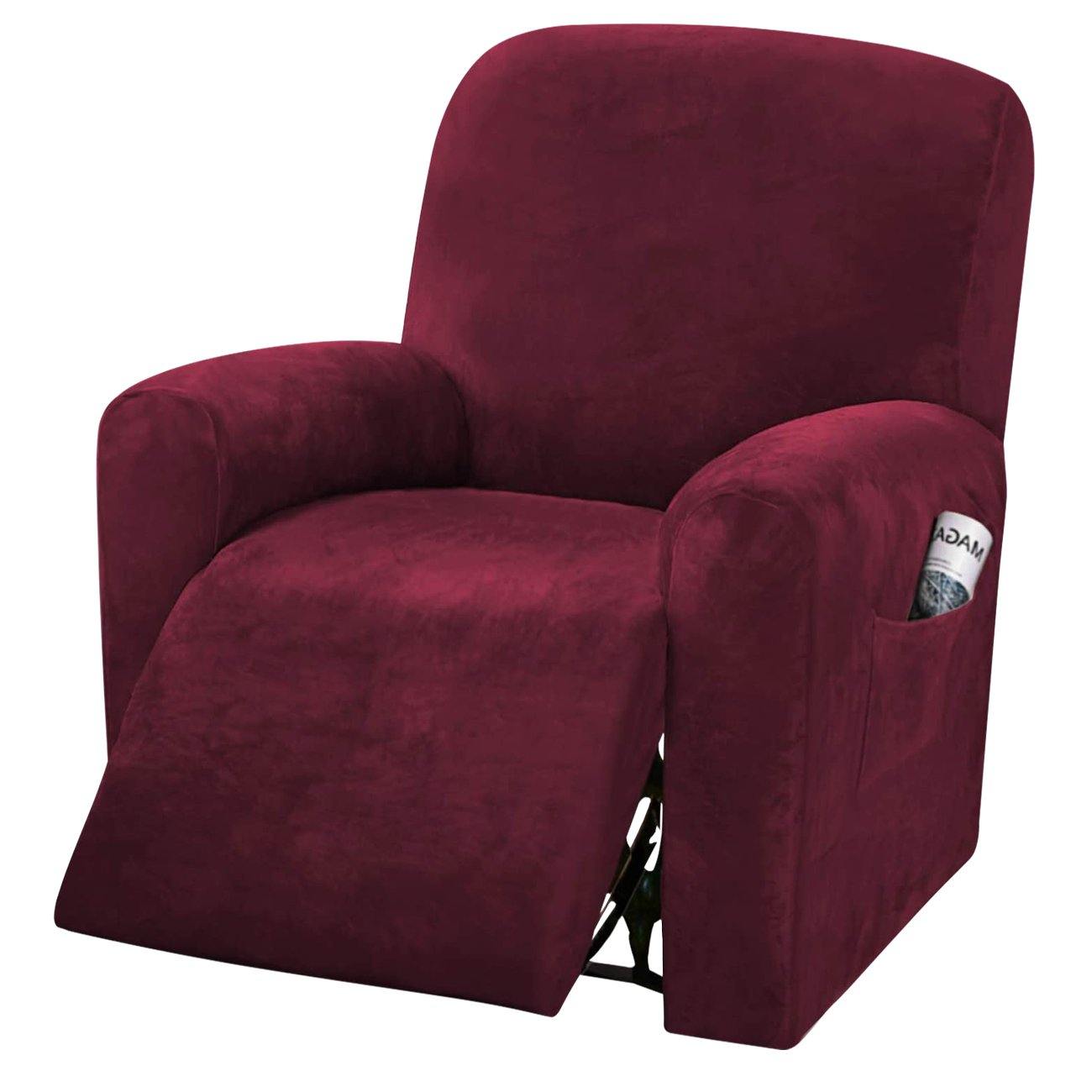 Burgundy Couch Cover Recliner Sofa Covers Home Theater Seating Couch Cover Velvet Stretch Reclining Couch Cover - kuogo