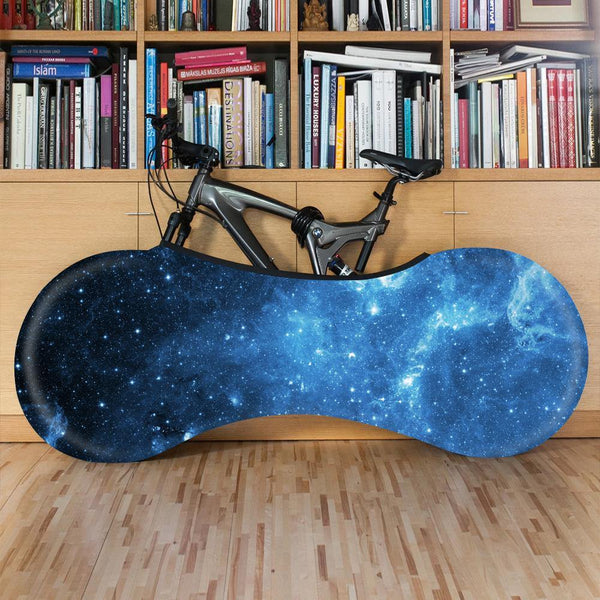 Galaxy Starry Sky Print Indoor Bike Cover Washable and Anti-dust Bicycle Wheel Cover High Elastic for All Bikes - kuogo