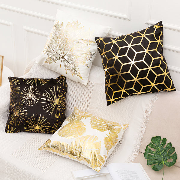 Gold Pillowslip Black And White Golden Painted Pillowcase Decorative Christmas Cushion Cover For Sofa Case Nap Pillowcases