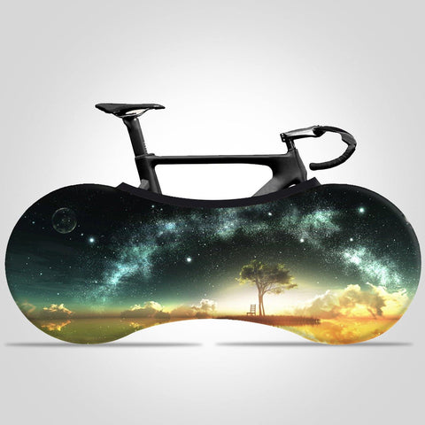 Galaxy Sky Print High Quality Indoor Bicycle Wheel Cover Bike Storage Bag Keeps Floors and Walls Dirt-Free - kuogo