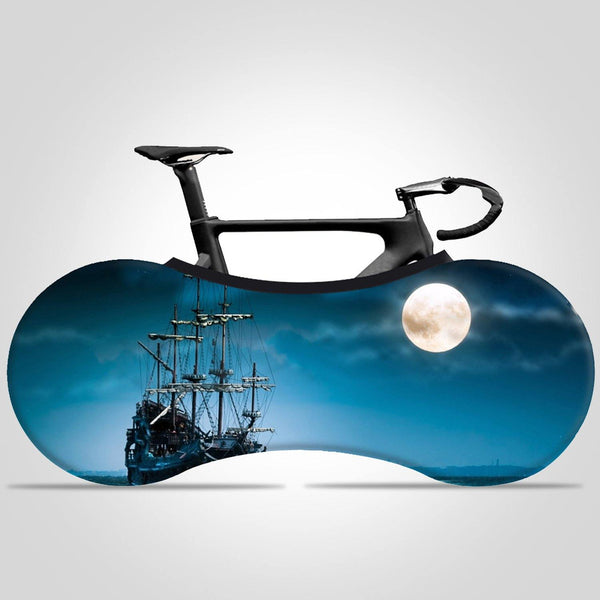 3D Boat under the Moon Print Indoor Bicycle Cover Washable Fabric for Dirt Scratch Proof Garage Indoor Bike Storage - kuogo