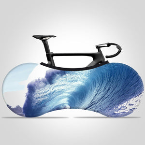 Fashion Blue Wave Print Indoor Elastic Bike Cover Washable Bicycle Storage Cover for Adult Bikes - kuogo