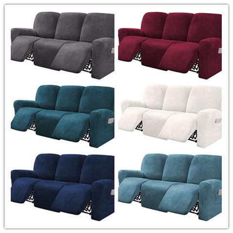 Velvet Sofa Covers Home Theater Seating Couch Covers for 3 Sofa Slipcover with Elastic Bottom with Side Pocket - kuogo