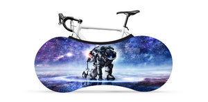 Purple Galaxy Print Indoor Elastic Bike Cover Scratch-Proof Dust Wind Proof Bike Cover Washable Fit All Bicycles - kuogo