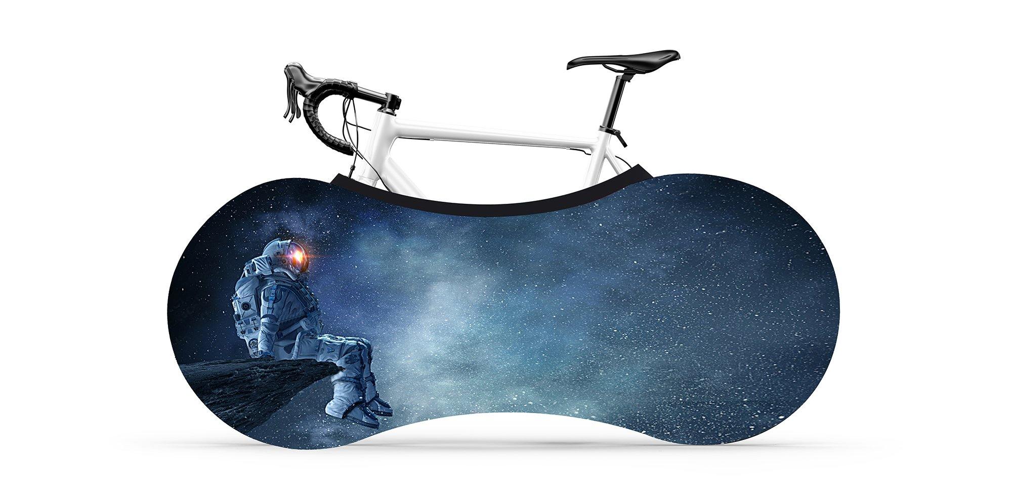 3D Astronaut in the Space Print Elastic Indoor Bike Cover Washable Bicycle Storage Cover, Fits 99% Adult Bicycles - kuogo