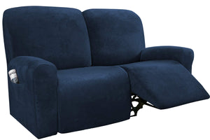 Navy Blue Velvet Couch cover  Stretch Sofa Covers Couch Covers for 2 Cushion Couch Sofa Slipcovers - kuogo