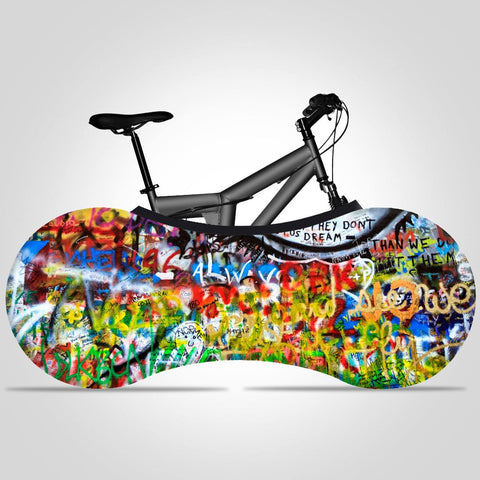 Colorful Art Oil Painting Print Indoor Bicycle Wheel Cover Anti-Scratch Gear Wheel Tire Package for Adult Bike - kuogo