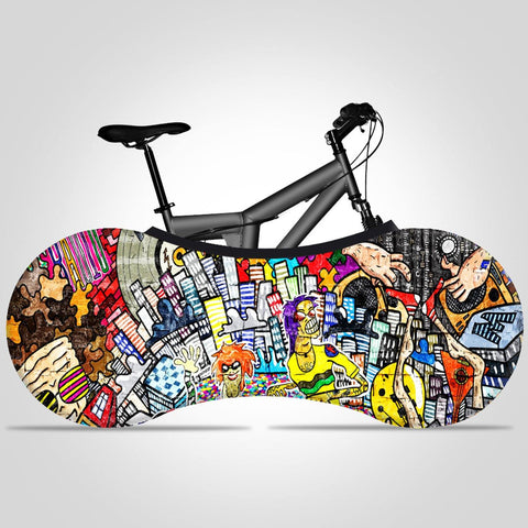 Colorful Art Oil Painting Print Bike Wheel Cover Dustproof Bicycle Cover Washable Elastic Anti-Scratch for Adult Bikes - kuogo