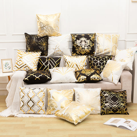 Gold Pillowslip Black And White Golden Painted Pillowcase Decorative Christmas Cushion Cover For Sofa Case Nap Pillowcases