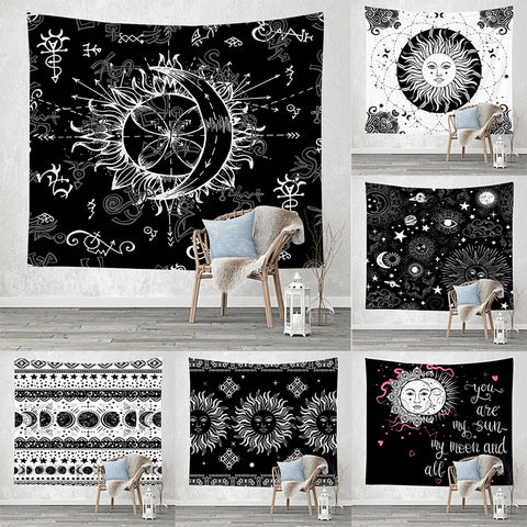 The God of Sun Wall Hanging cloth Series Printing Home Tapestry Black Wall-hanging Decorative Cloth