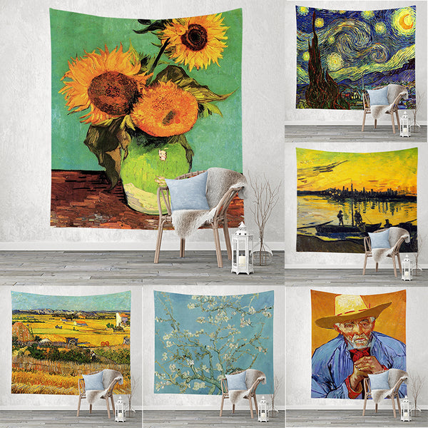 Beautiful nature landscape Sunflower series wall tapestries Oil painting sunset Hanging Cloth Home room decoration background
