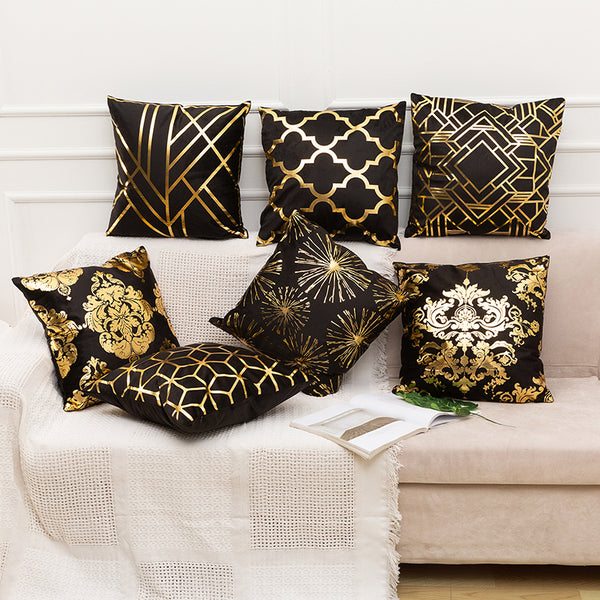 Gold Pillowslip Black And White Golden Painted Pillowcase Decorative Christmas Cushion Cover For Sofa Case Nap Pillowcases