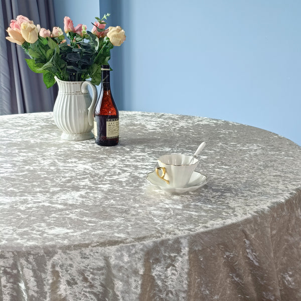 Multi Color Round Crushed Velvet Tablecloth