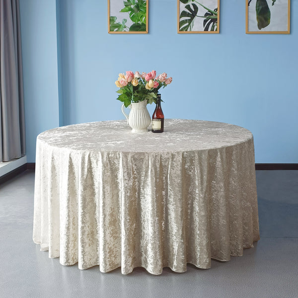 Multi Color Round Crushed Velvet Tablecloth