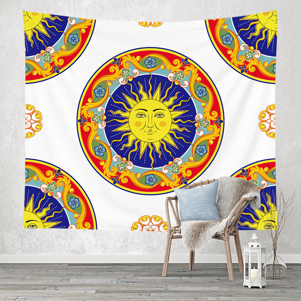 New Decorative Bohemian Polyester Tapestry Printed Wall White Tapestry Hanging cloth Wall Hanging Home Decor