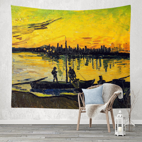 Beautiful nature landscape Sunflower series wall tapestries Oil painting sunset Hanging Cloth Home room decoration background