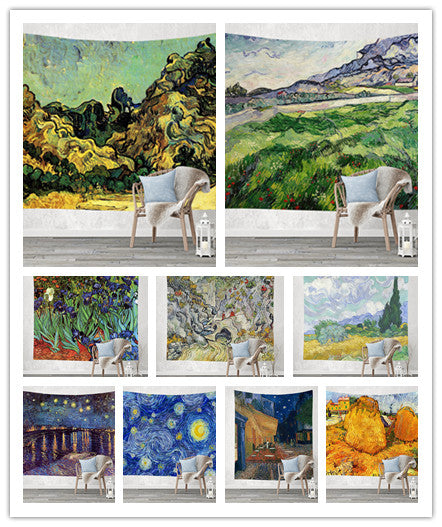 Oil Painting Art works Print Hanging Cloth Wall Tapestries Home Decoration Background